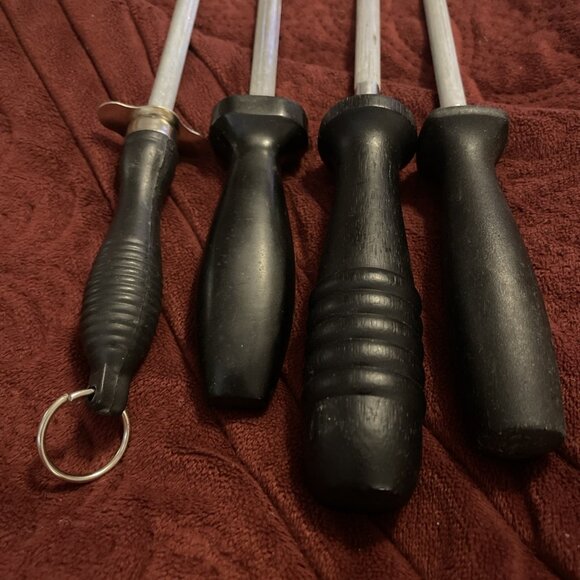 Lot Of 4 Steels Different Grades Honing Rod Kitchen Knife Sharpener Unbranded - Picture 2 of 12